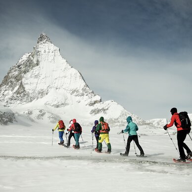 Group snowshoeing in Zermatt