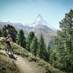 Zermatt Summer Paradise | © Zermatt Bergbahnen AG Biker in den Bergen von Zermatt | © Zermatt Bergbahnen AG